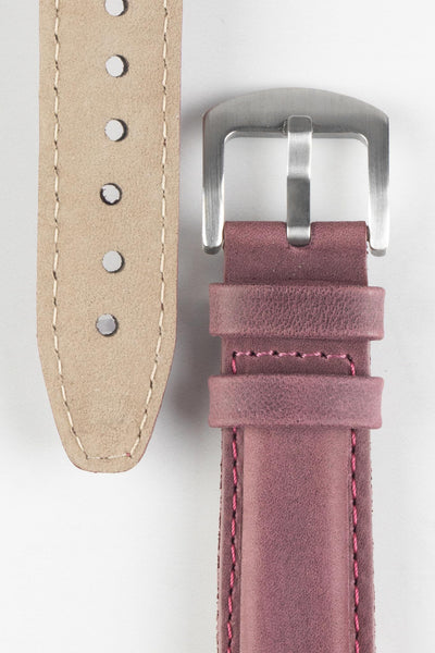 Pebro CADW Padded Vintage Leather Watch Strap in BURGUNDY