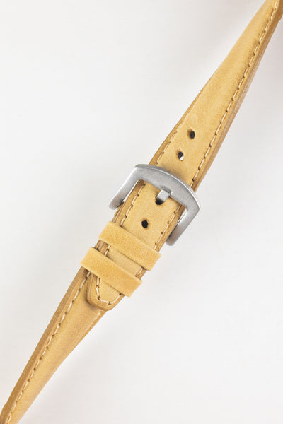 Pebro CADW Padded Vintage Leather Watch Strap in MUSTARD
