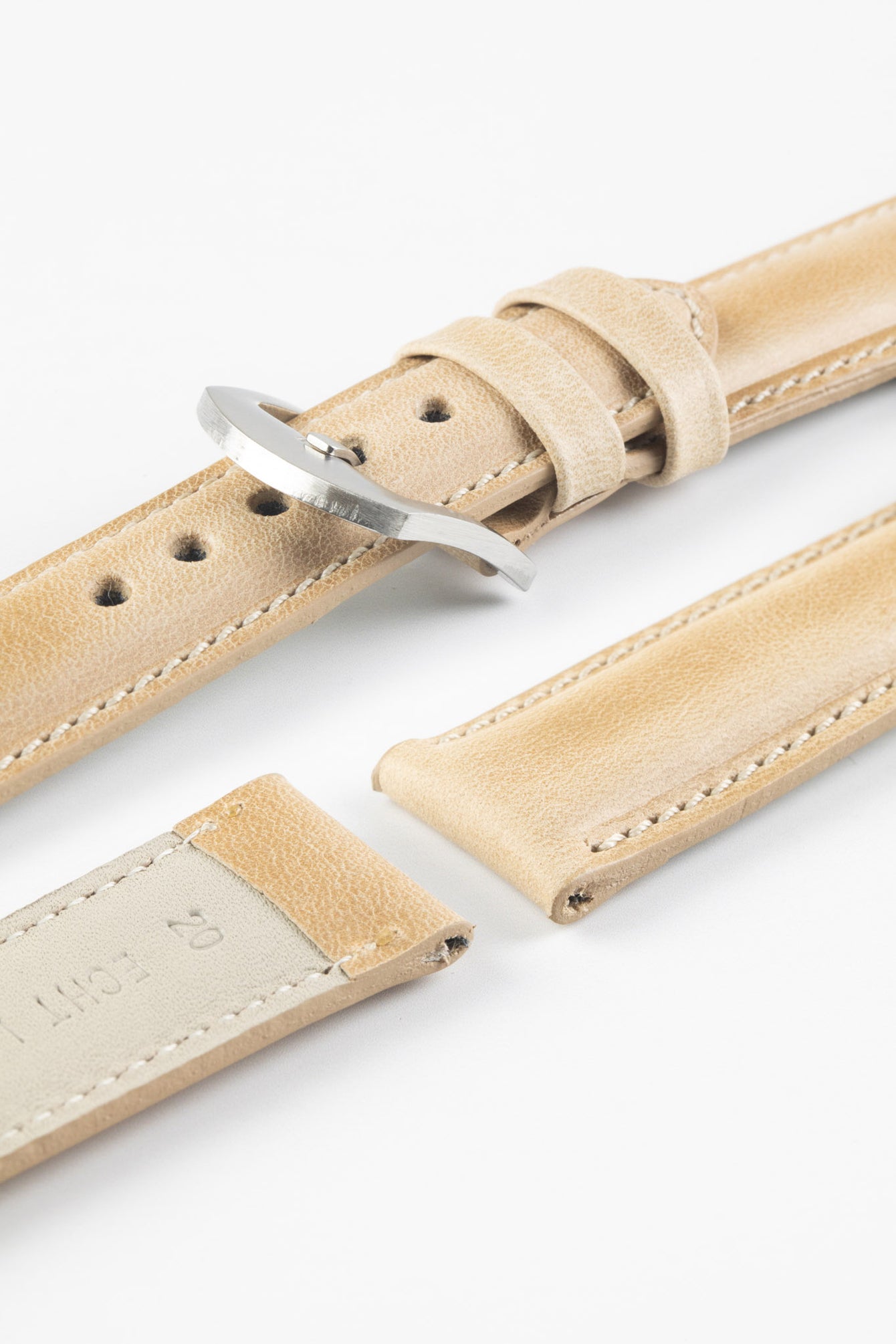Pebro CADW Padded Vintage Leather Watch Strap in SAND