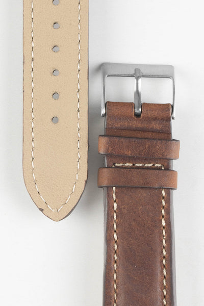 Pebro CADW DISTRESSED Padded Vintage Leather Watch Strap in CHESTNUT BROWN