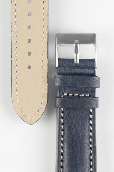 Pebro CADW DISTRESSED Padded Vintage Leather Watch Strap in DARK BLUE