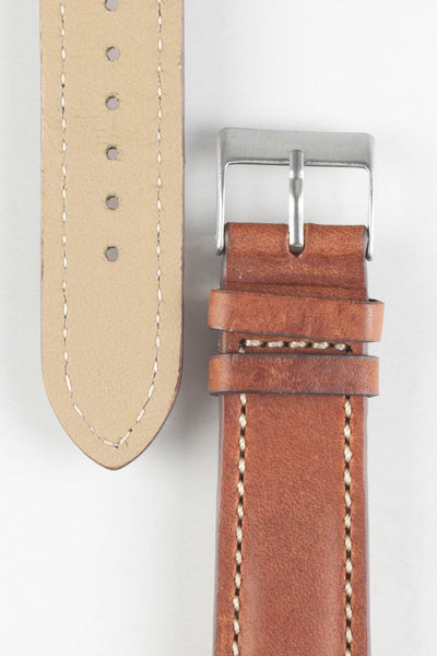 Pebro CADW DISTRESSED Padded Vintage Leather Watch Strap in GOLD BROWN