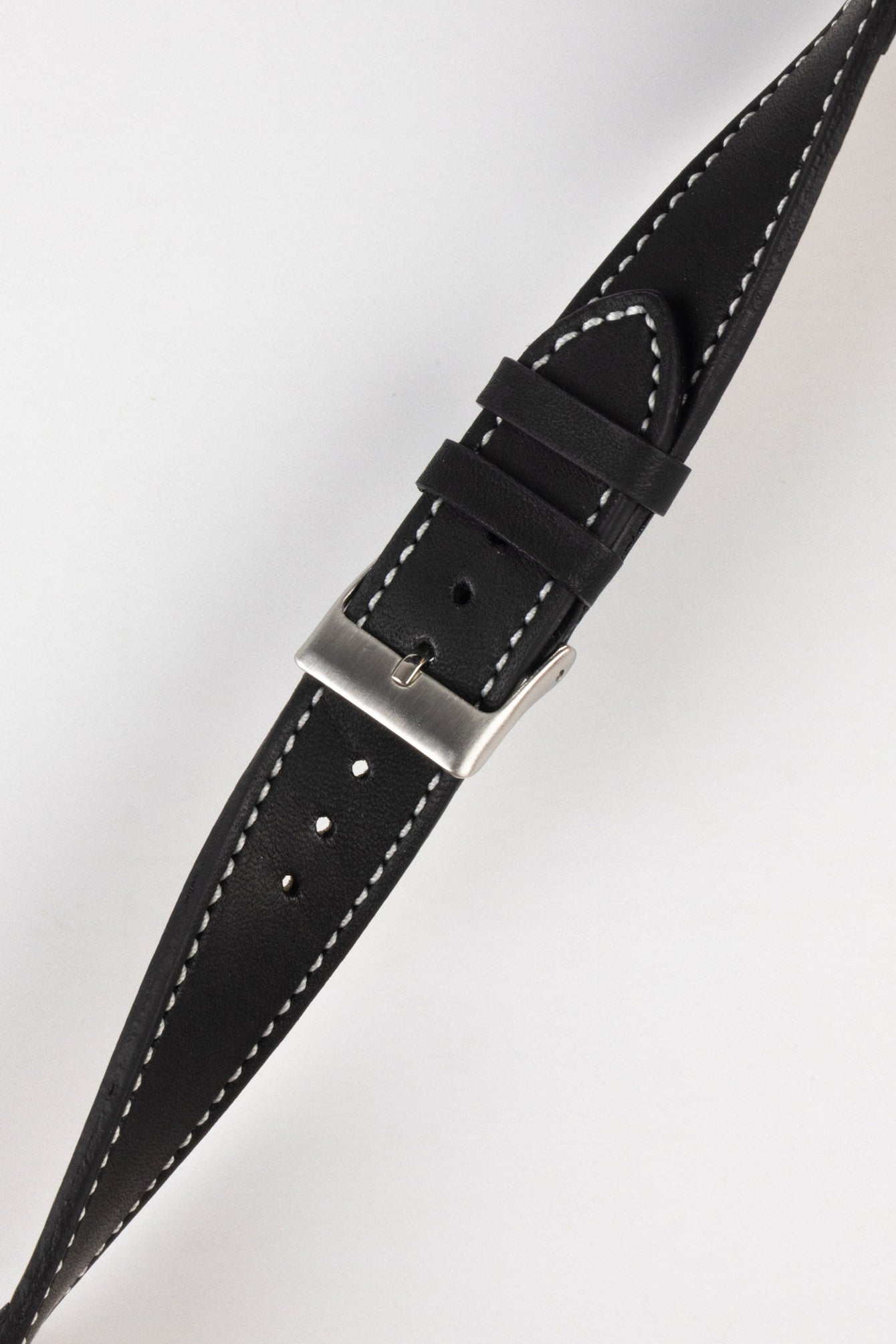 Pebro CLASSIC Unpadded Calfskin Leather Watch Strap in BLACK