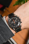 Pebro CLASSIC Unpadded Calfskin Leather Watch Strap in BLACK