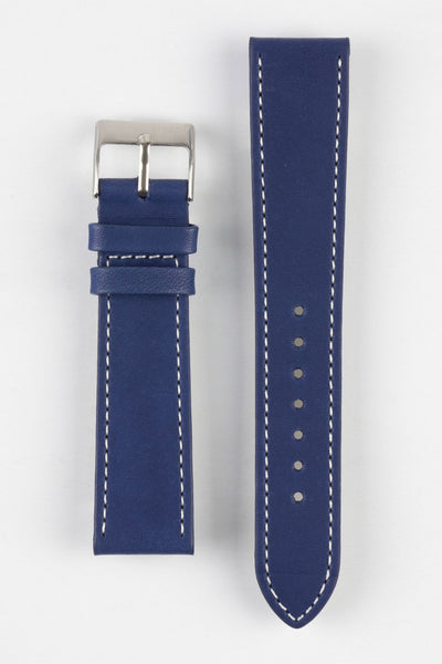 Pebro CLASSIC Unpadded Calfskin Leather Watch Strap in BLUE