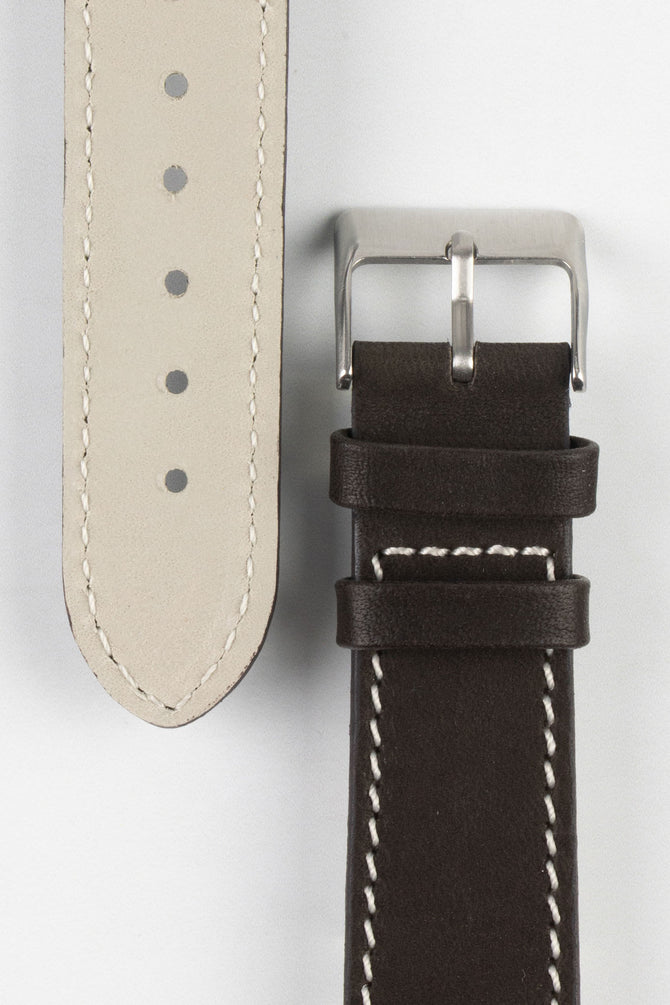 dark brown leather watch strap 