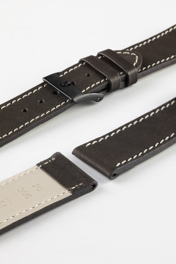 dark brown leather watch strap 