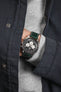 dark green leather watch strap