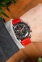 Pebro CLASSIC Unpadded Calfskin Leather Watch Strap in RED