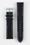 Pebro HALF-STITCH Calfskin Leather Watch Strap in BLACK