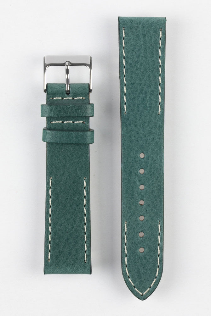 Pebro HALF-STITCH Calfskin Leather Watch Strap in SEA GREEN