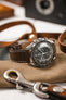 Pebro HALF-STITCH Calfskin Leather Watch Strap in DARK BROWN