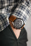 Pebro HALF-STITCH Calfskin Leather Watch Strap in GOLD BROWN