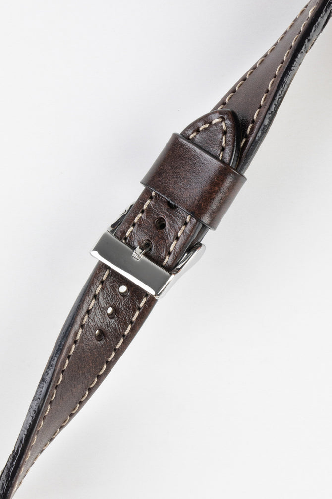 Pebro HISTORIC Hand-Finished Leather Watch Strap in DARK BROWN