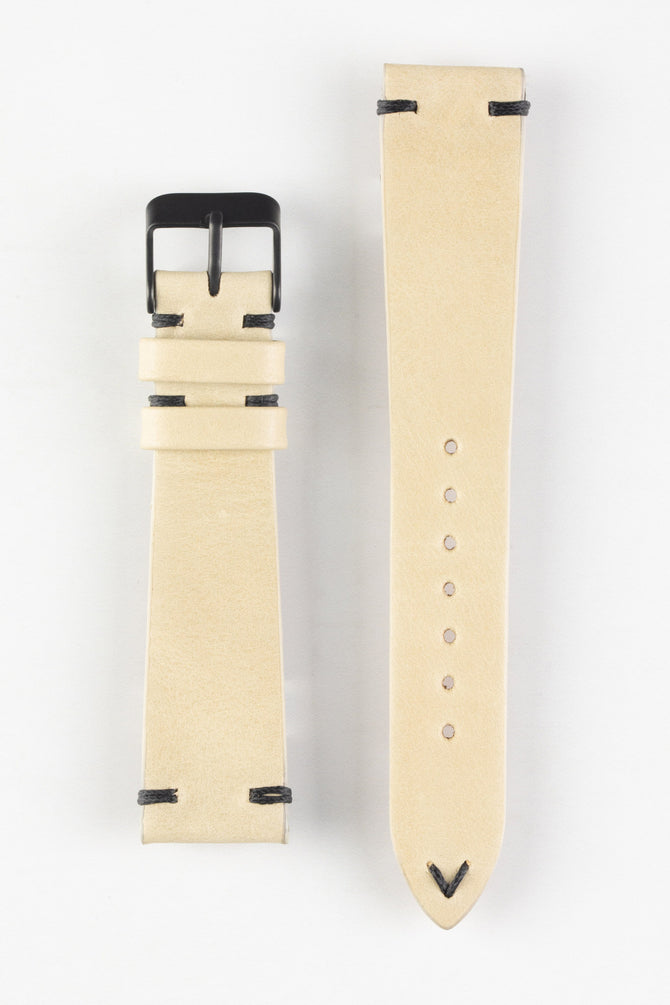 Pebro LEGACY Vintage Calfskin Leather Watch Strap in CREAM