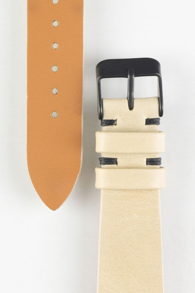 Pebro LEGACY Vintage Calfskin Leather Watch Strap in CREAM