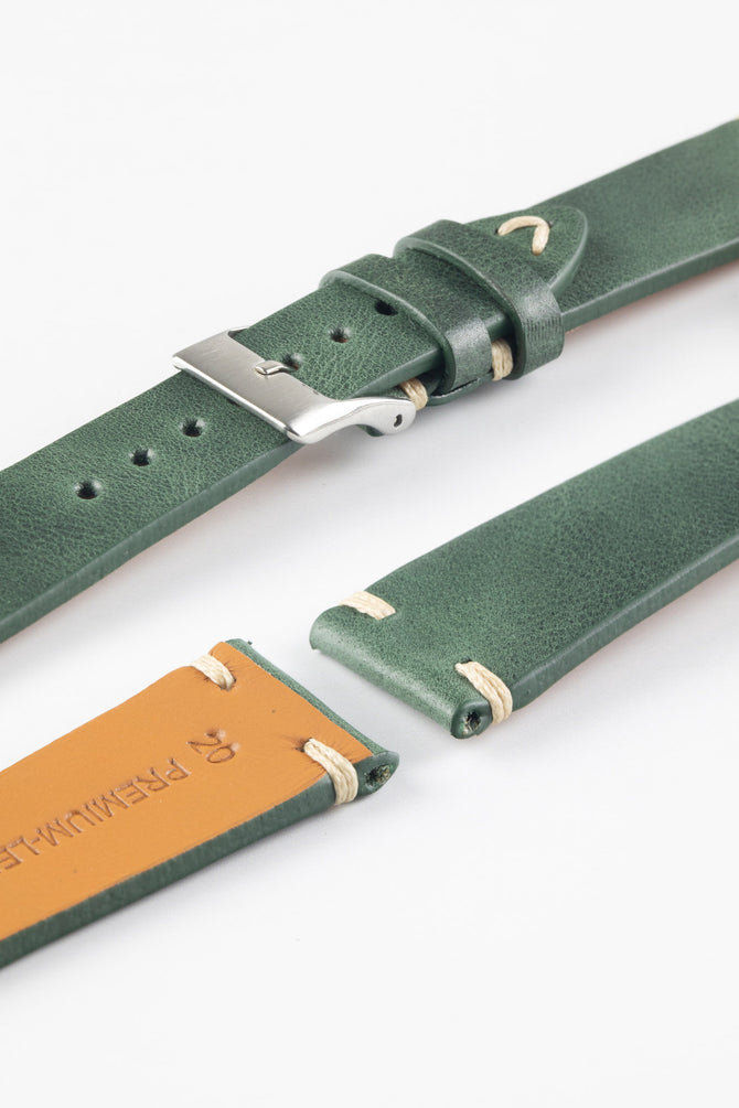 Pebro LEGACY Vintage Calfskin Leather Watch Strap in GREEN