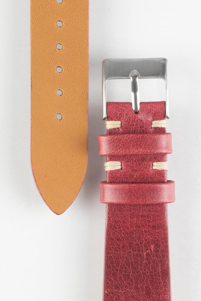 Pebro LEGACY Vintage Calfskin Leather Watch Strap in RED
