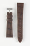 Pebro NILE Crocodile-Embossed Calfskin Leather Watch Strap in DARK BROWN