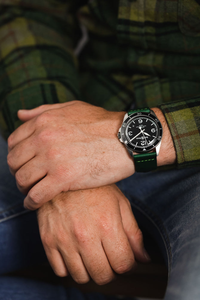 green leather watch strap 