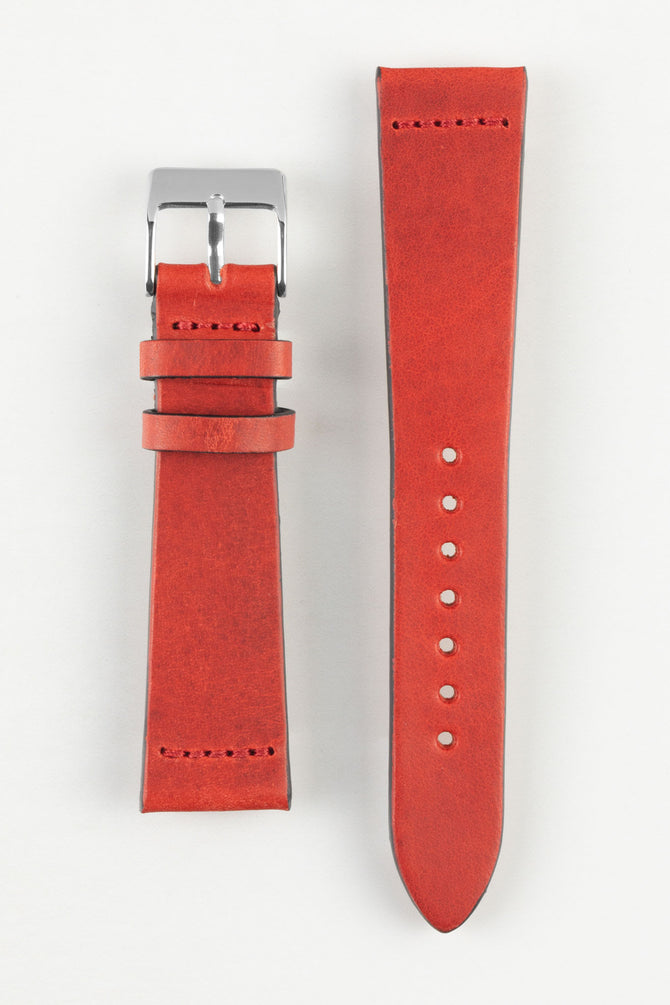 Pebro OILED ARTISAN Leather Watch Strap in RED