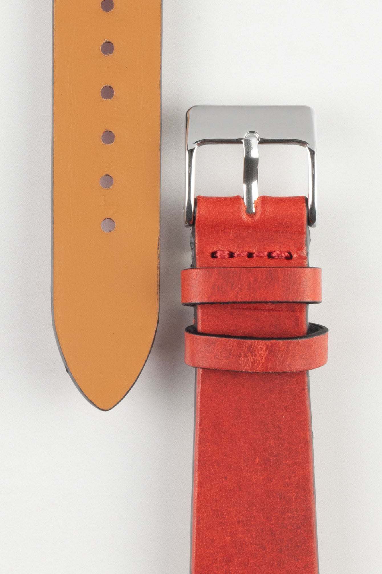Pebro OILED ARTISAN Leather Watch Strap in RED