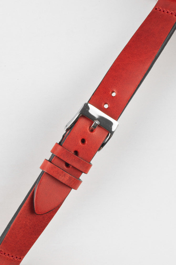 Pebro OILED ARTISAN Leather Watch Strap in RED