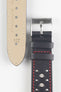 Pebro RACING Perforated Leather Watch Strap in BLACK with RED Stitch