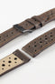 Pebro RACING Perforated Leather Watch Strap in DARK BROWN