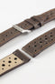 Pebro RACING Perforated Leather Watch Strap in DARK BROWN