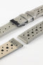 Pebro RACING Perforated Leather Watch Strap in PEBBLE GREY