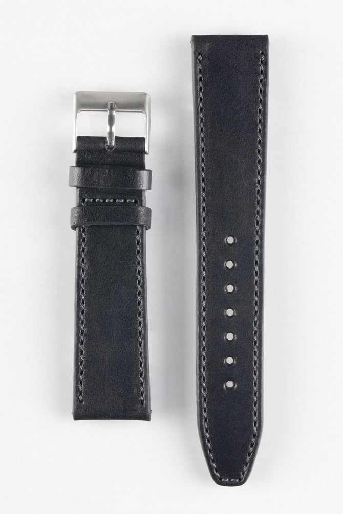 Pebro RUSTIC Vintage Leather Watch Strap in BLACK