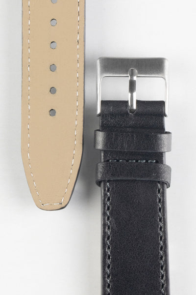 Pebro RUSTIC Vintage Leather Watch Strap in BLACK