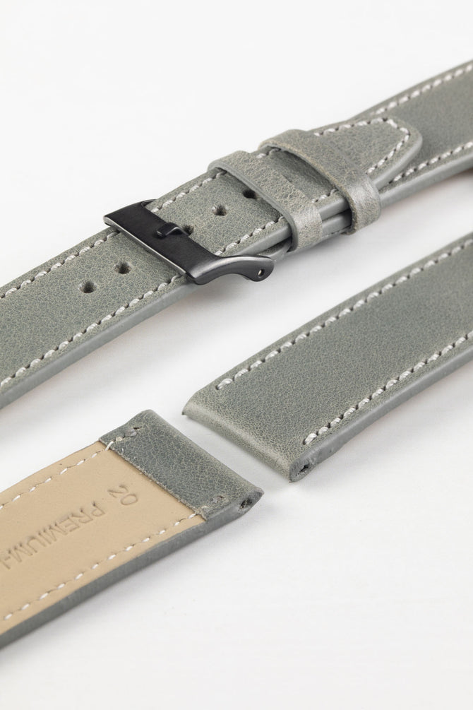 Pebro RUSTIC Vintage Leather Watch Strap in PEBBLE GREY