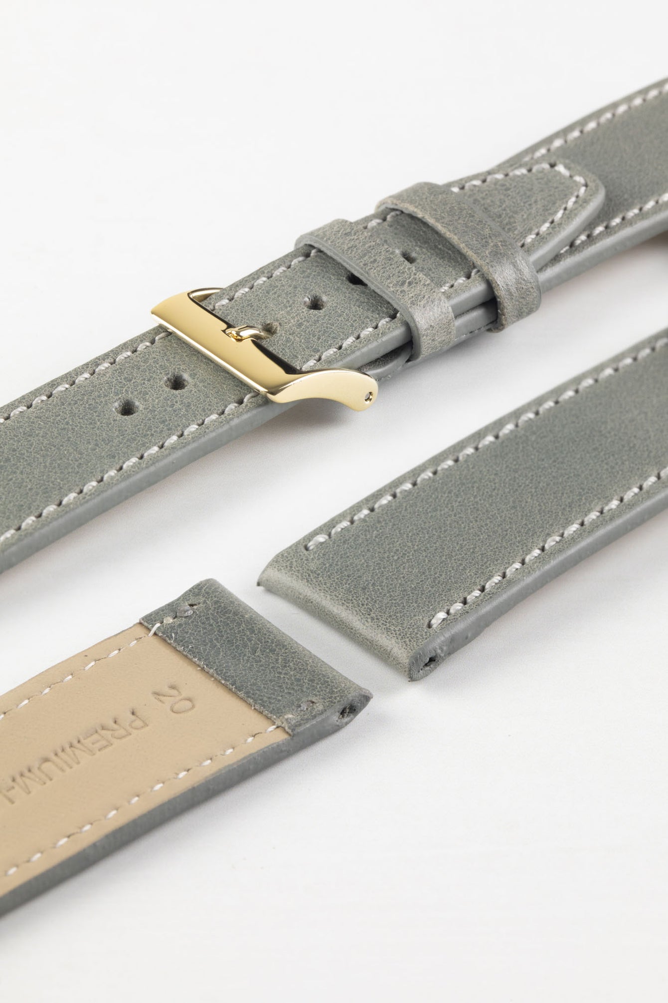 Pebro RUSTIC Vintage Leather Watch Strap in PEBBLE GREY