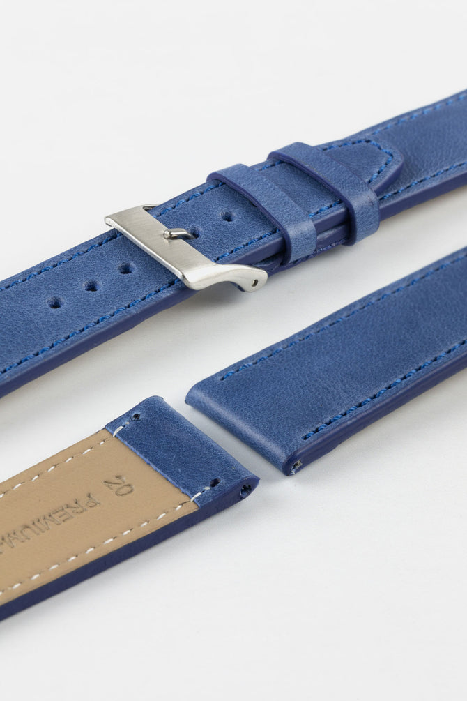 Pebro RUSTIC Vintage Leather Watch Strap in SAPPHIRE BLUE