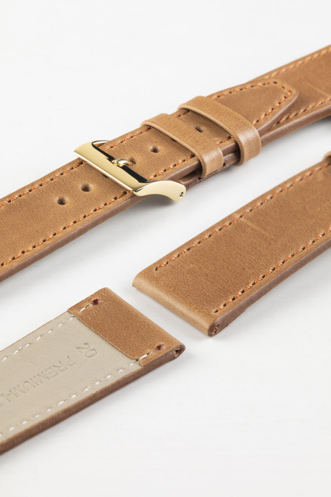 Pebro RUSTIC Vintage Leather Watch Strap in TAWNY BROWN
