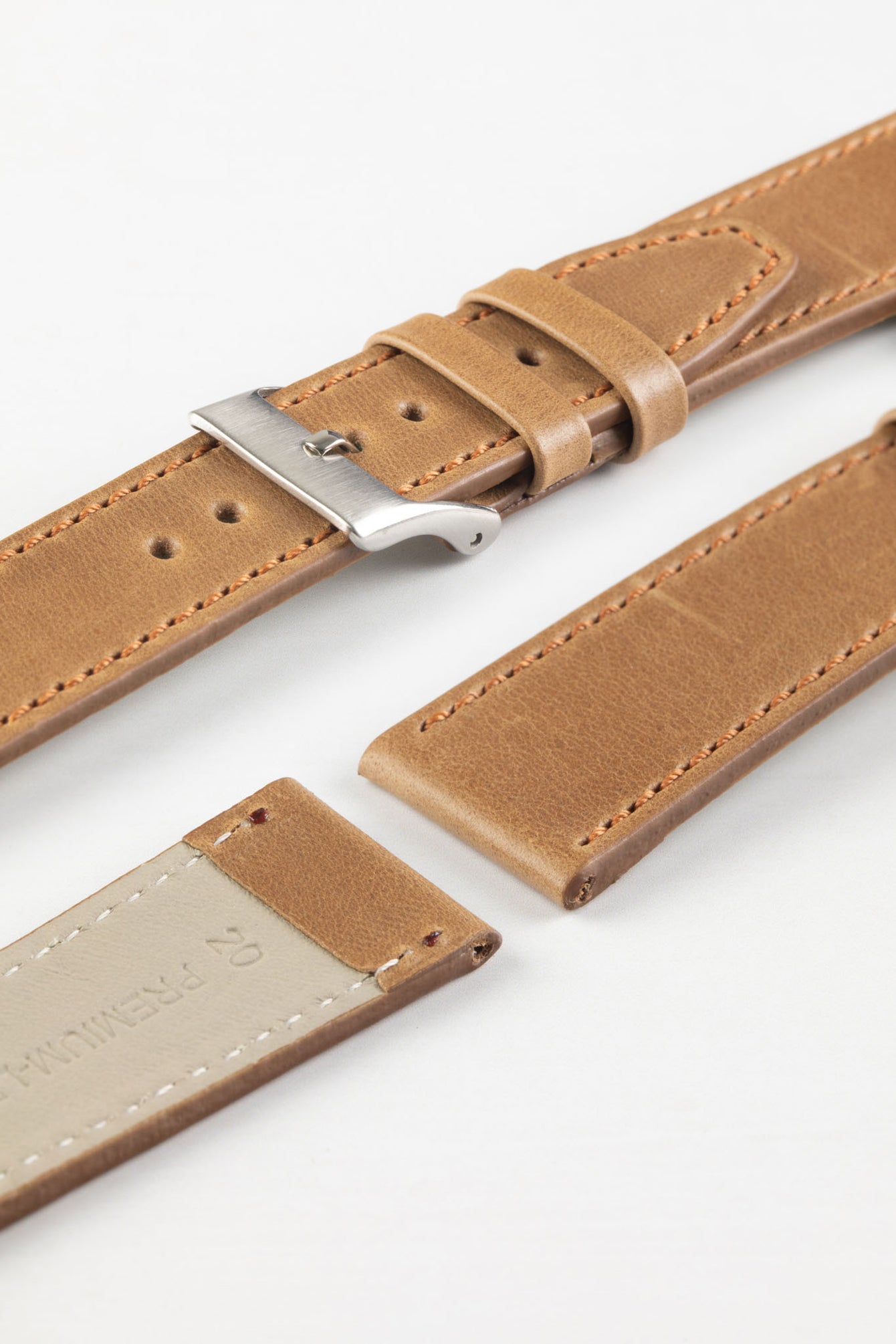 Pebro RUSTIC Vintage Leather Watch Strap in TAWNY BROWN