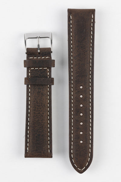 Pebro SAVANNAH Genuine Antelope Leather Watch Strap in DARK BROWN