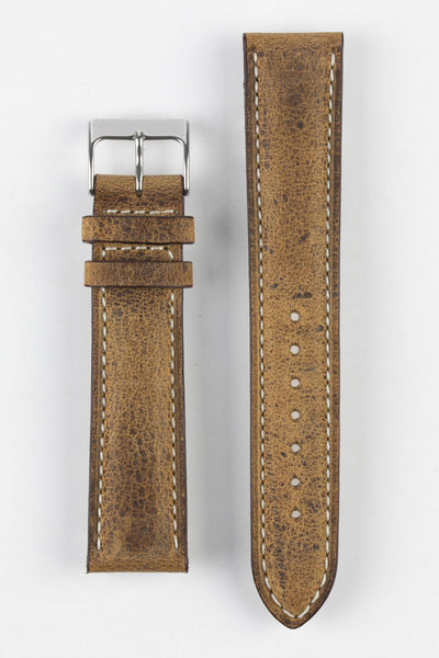 Pebro SAVANNAH Genuine Antelope Leather Watch Strap in MUSTARD BROWN