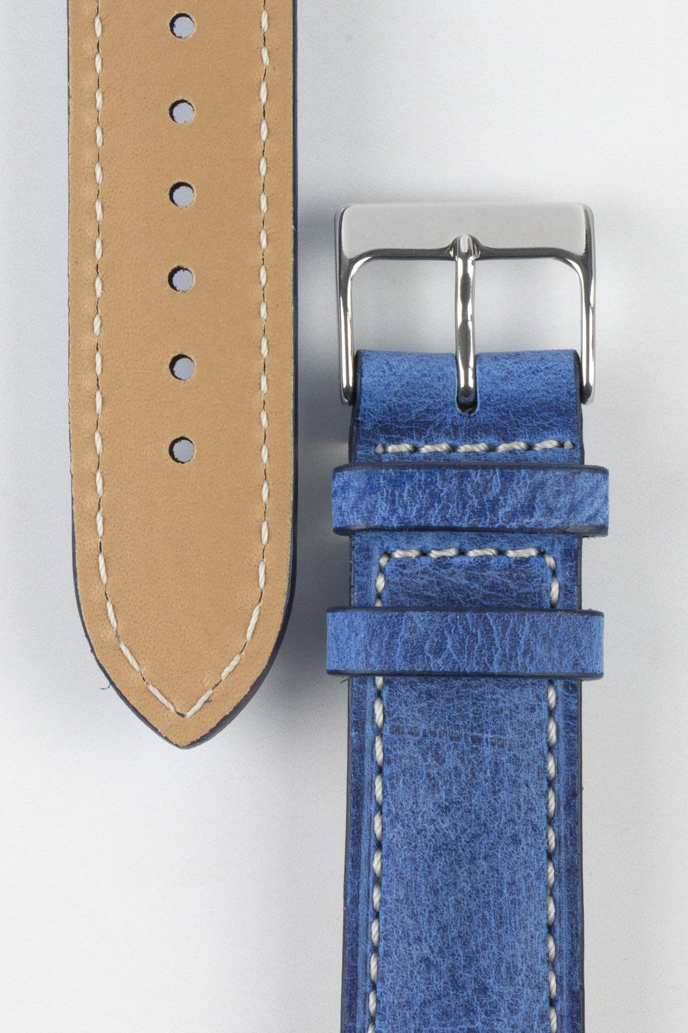 Pebro SAVANNAH Genuine Antelope Leather Watch Strap in BLUE