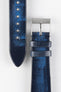 Pebro VENEER Lacquered Vintage Leather Watch Strap in BLUE