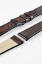 Pebro VENEER Lacquered Vintage Leather Watch Strap in DARK BROWN