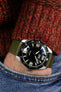 Pebro VENEER Lacquered Vintage Leather Watch Strap in OLIVE GREEN
