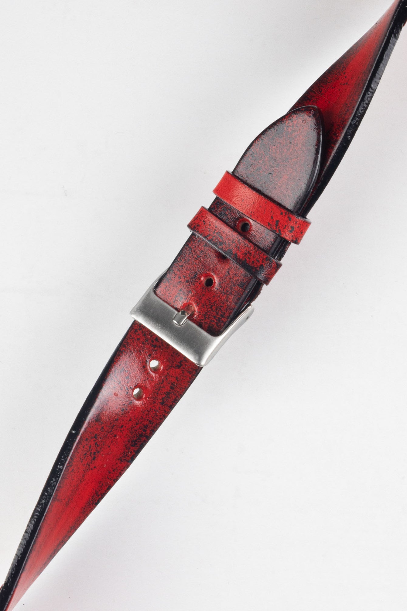 Pebro VENEER Lacquered Vintage Leather Watch Strap in RED