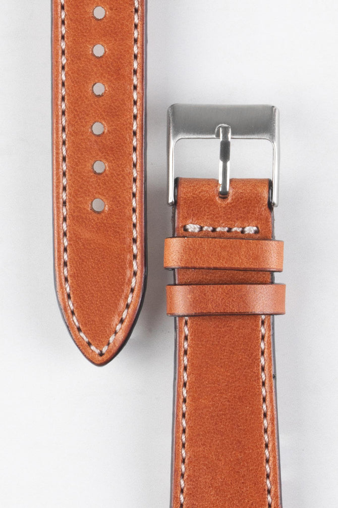 Pebro VIBRANT Genuine Leather Watch Strap in CHESTNUT BROWN