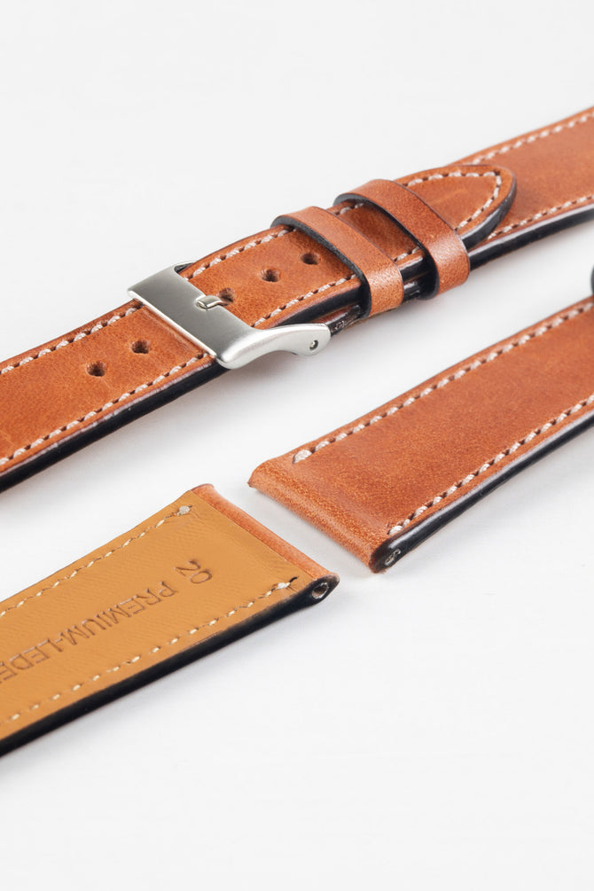 Pebro VIBRANT Genuine Leather Watch Strap in CHESTNUT BROWN