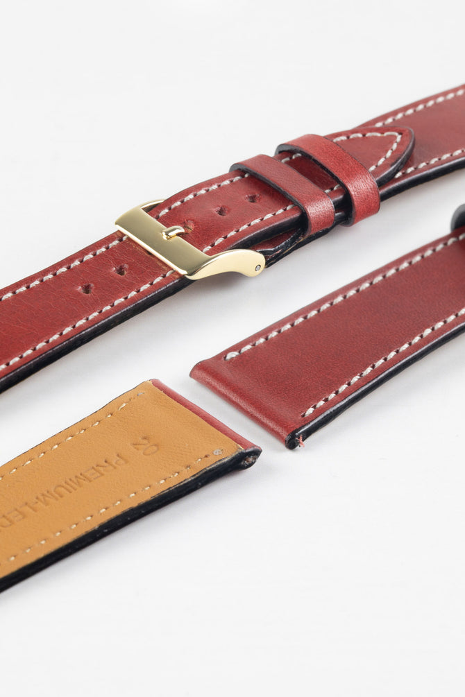 Pebro VIBRANT Genuine Leather Watch Strap in BURGUNDY
