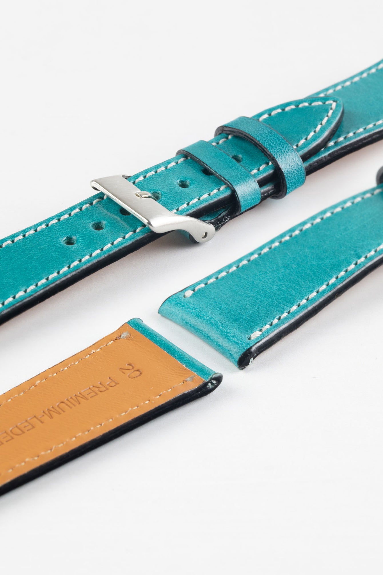 Pebro VIBRANT Genuine Leather Watch Strap in PETROL BLUE