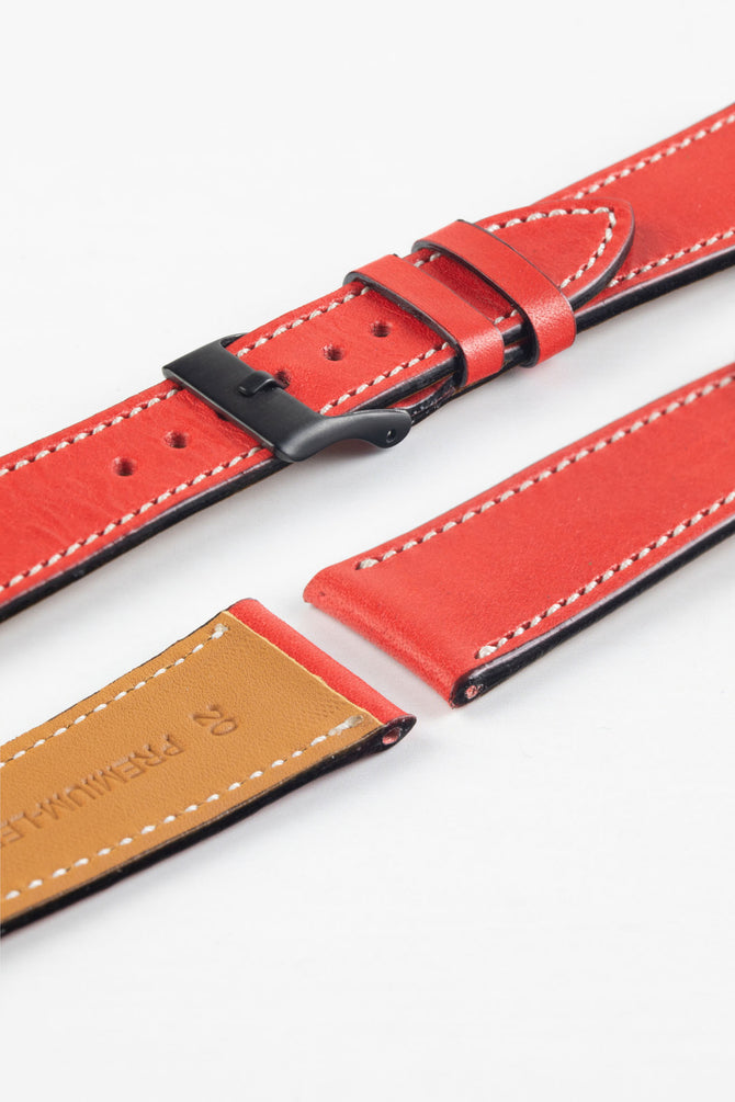 Pebro VIBRANT Genuine Leather Watch Strap in RED